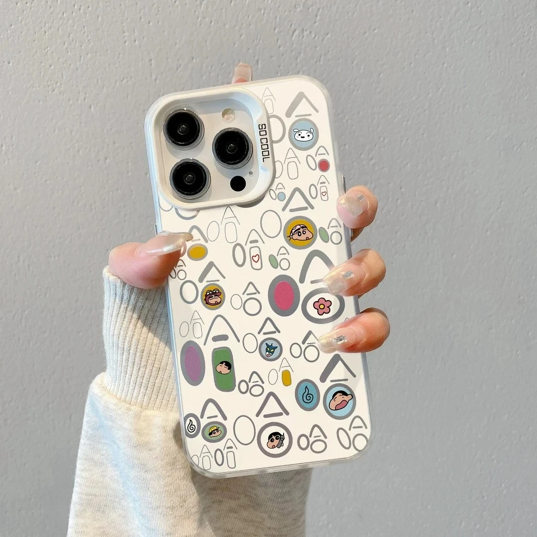 BANCA哈哈小新磨砂彩银适用苹果16/15手机壳华为P70oppo小米vivo