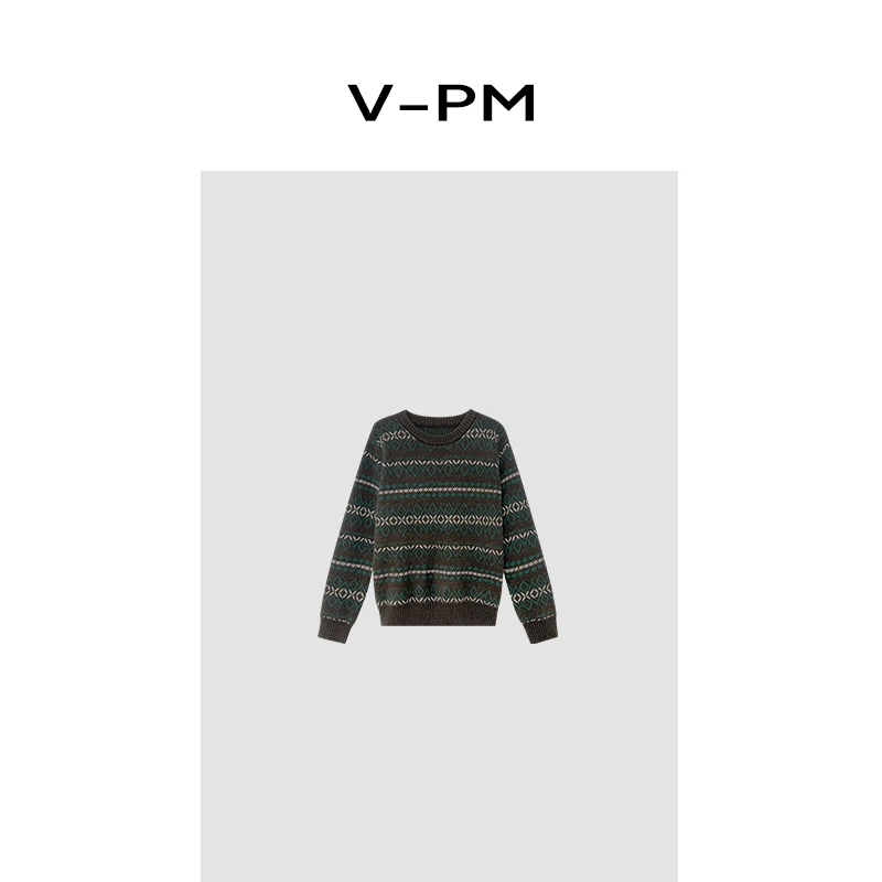 【VPM】费尔岛针织衫单边套头毛衫圆领设计师秋季宽松 5719