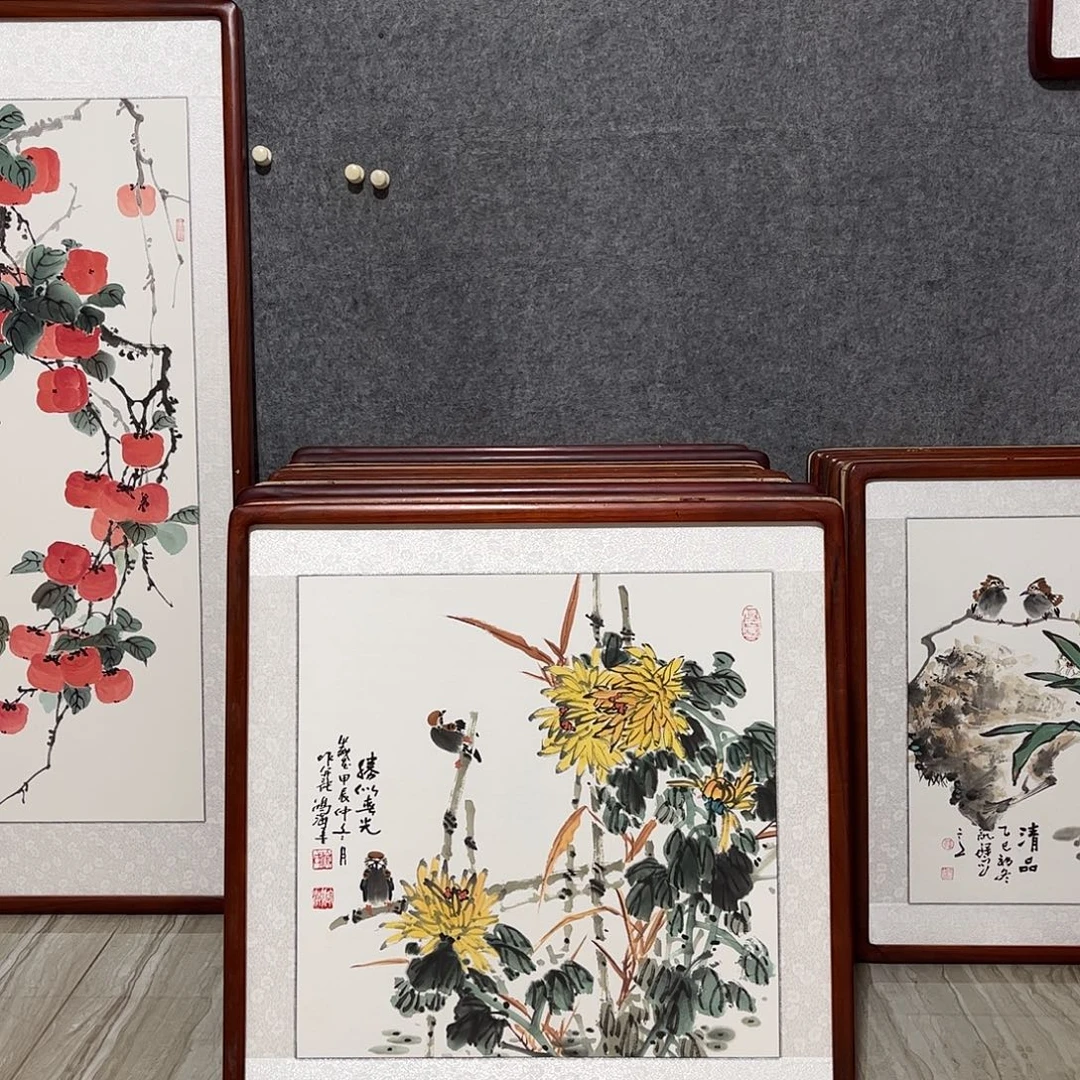 国画书画作品带框63×63