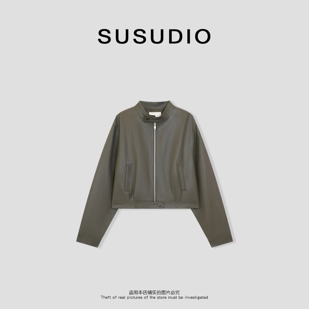 SUSUDIO 酷飒机车 新款百搭设计感皮衣外套70004