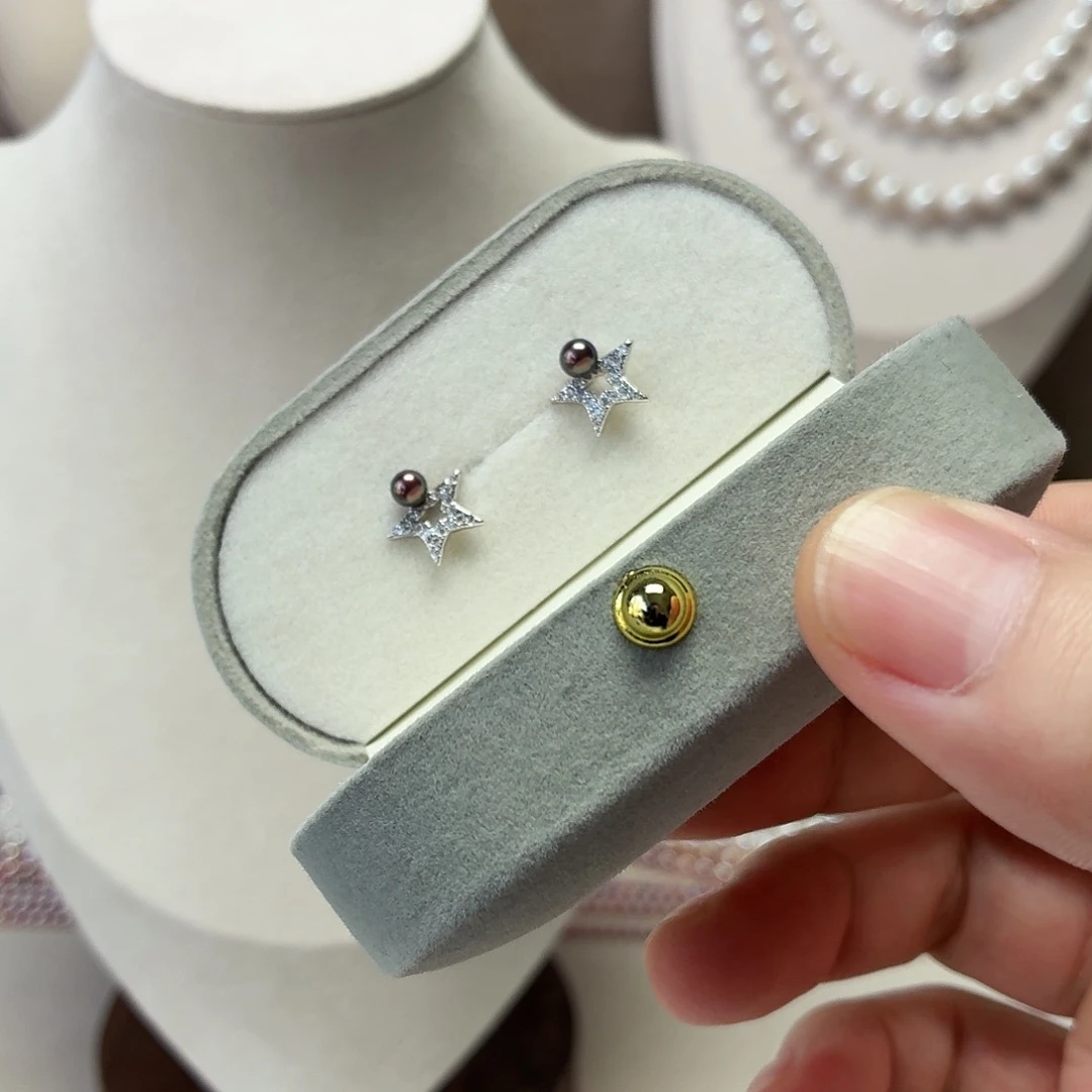 银S925镶嵌颈饰淡水珍珠卡 4 怪色星星吊坠