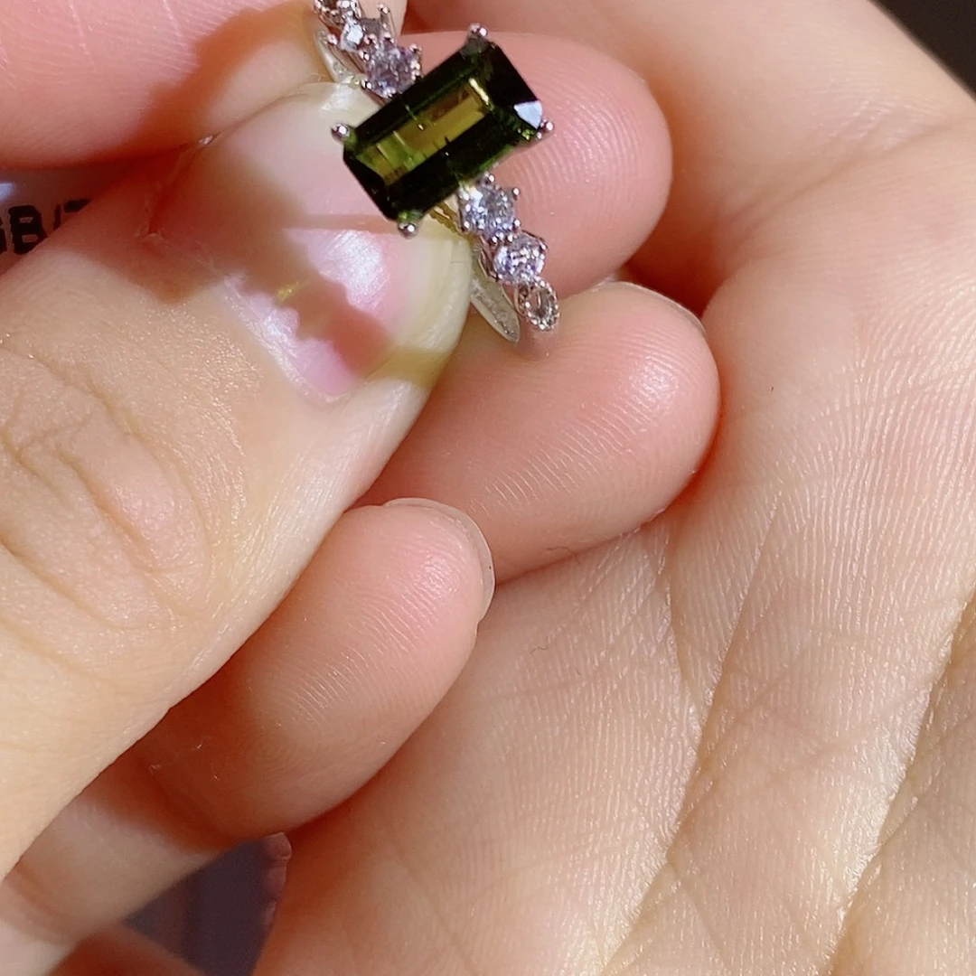 碧玺戒指银S925镶嵌