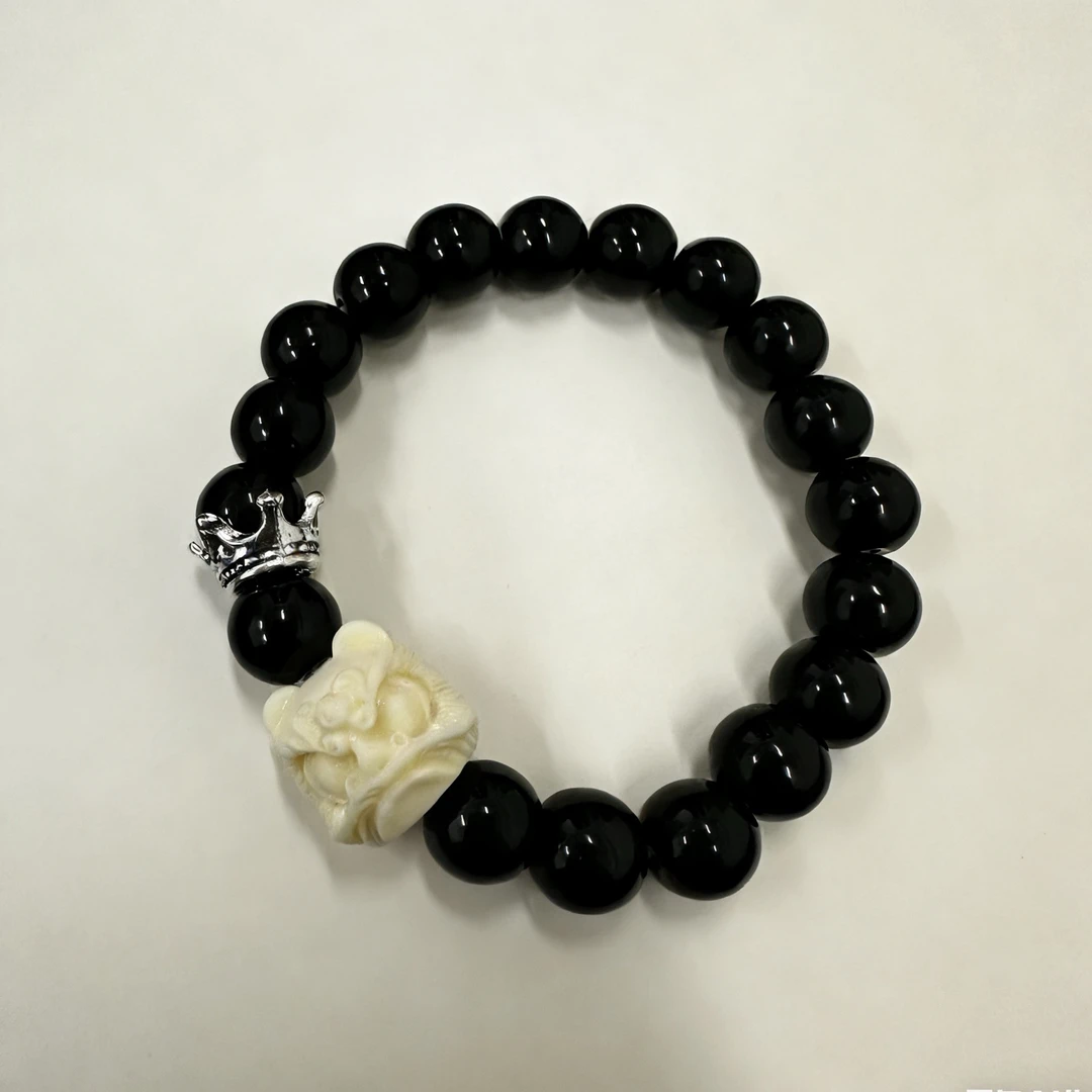 琉璃手链 LL02黑琉璃醒狮单圈8MM