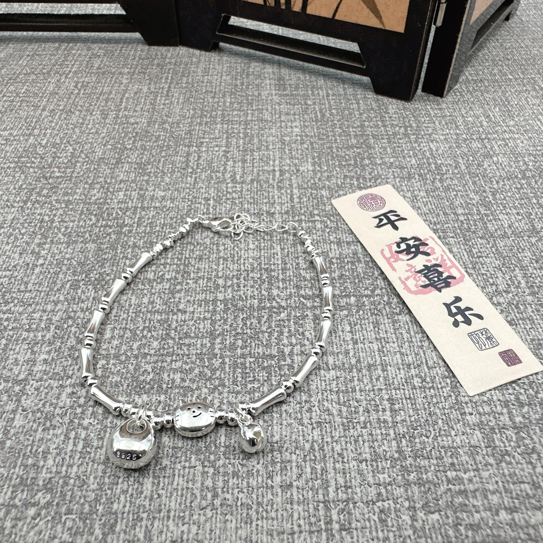 9999银小猫咪竹节手链新款轻奢小众精致高级感时尚高级感简约