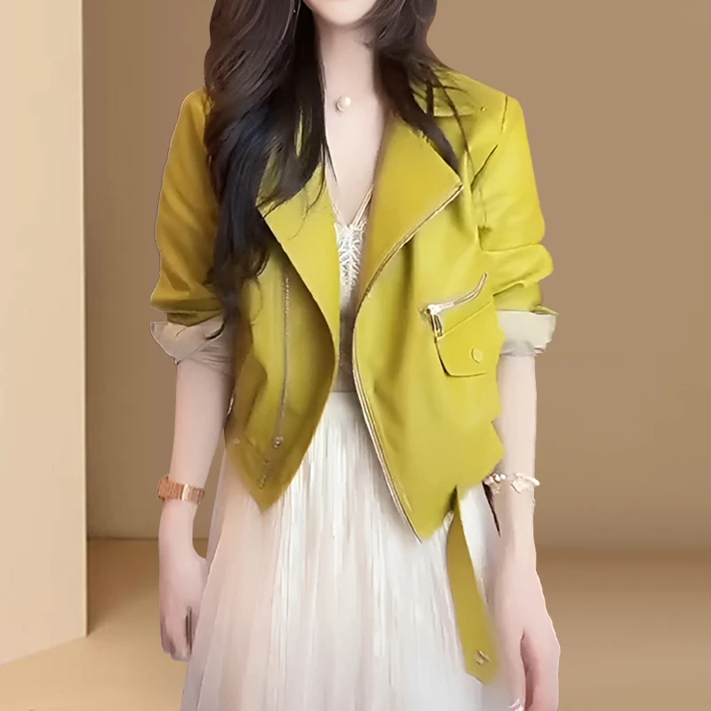 2025春秋新款皮衣外套女短款爆款机车服时尚百搭小个子休闲皮夹克