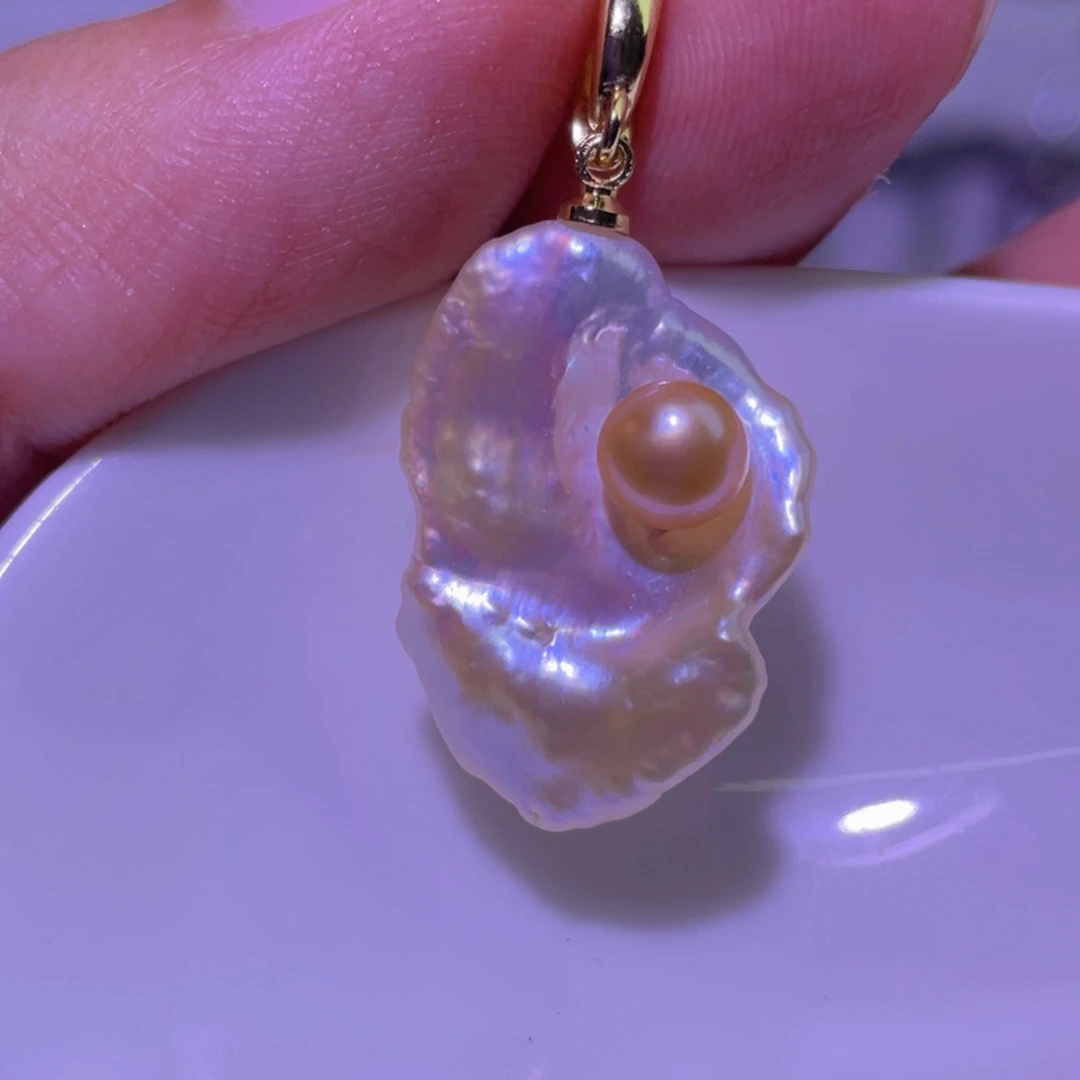 天然淡水珍珠吊坠淡水珍珠银S925镶嵌
