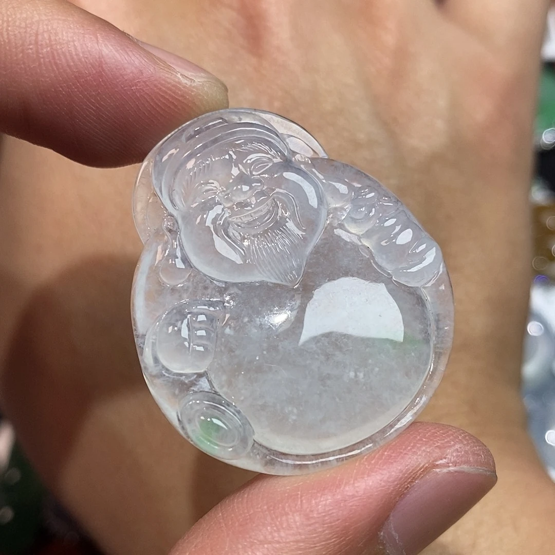 翡翠颈饰18K金镶嵌财神