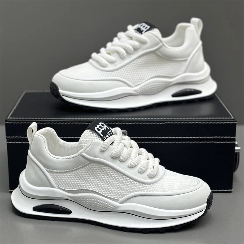 男鞋2025春夏新款网面透气运动休闲鞋厚底阿甘老爹鞋百搭小白鞋子