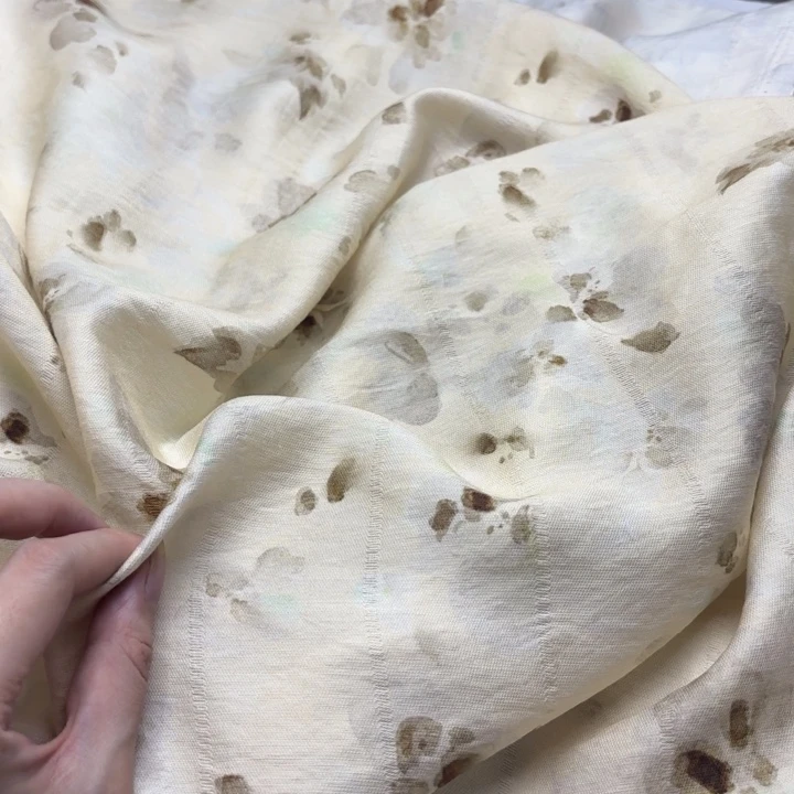 混纺棉咖色印花2米