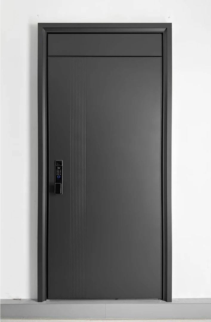 新款精品(一马平川)前板3mm铸铝门防盗门入户门安全门悬浮门楣款