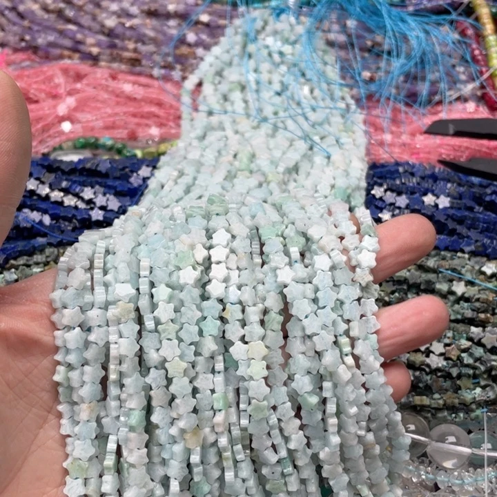 玛瑙/玉髓合金珠宝半成品一条6mm天河石星星