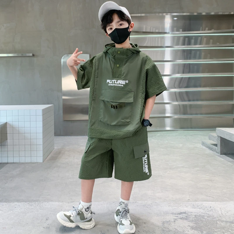 儿童装男童夏装短袖套装2025新款中大童夏季运动男孩薄款酷帅时髦