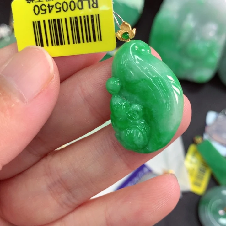 吊坠(不含链)18K金镶嵌翡翠