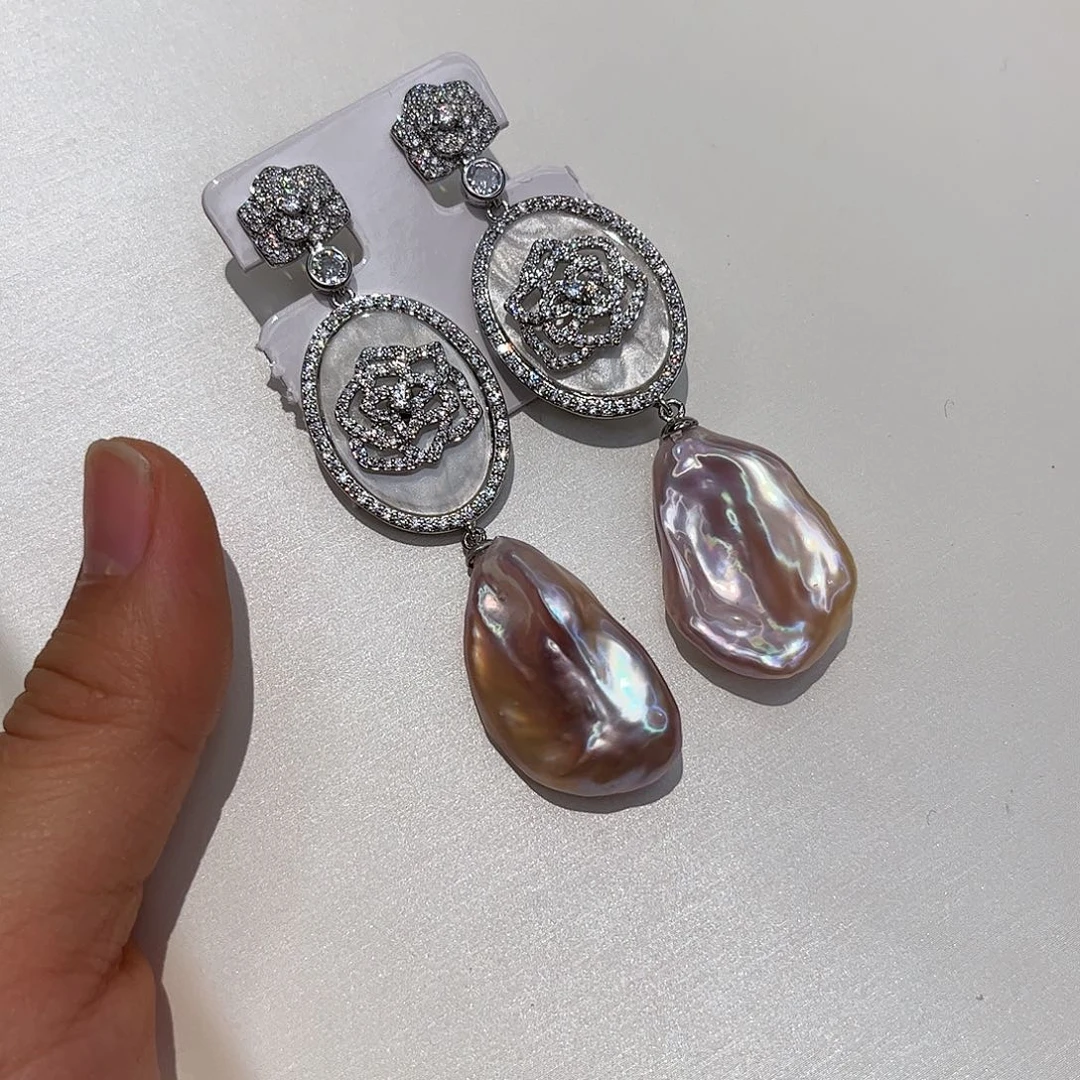 淡水珍珠合金耳饰