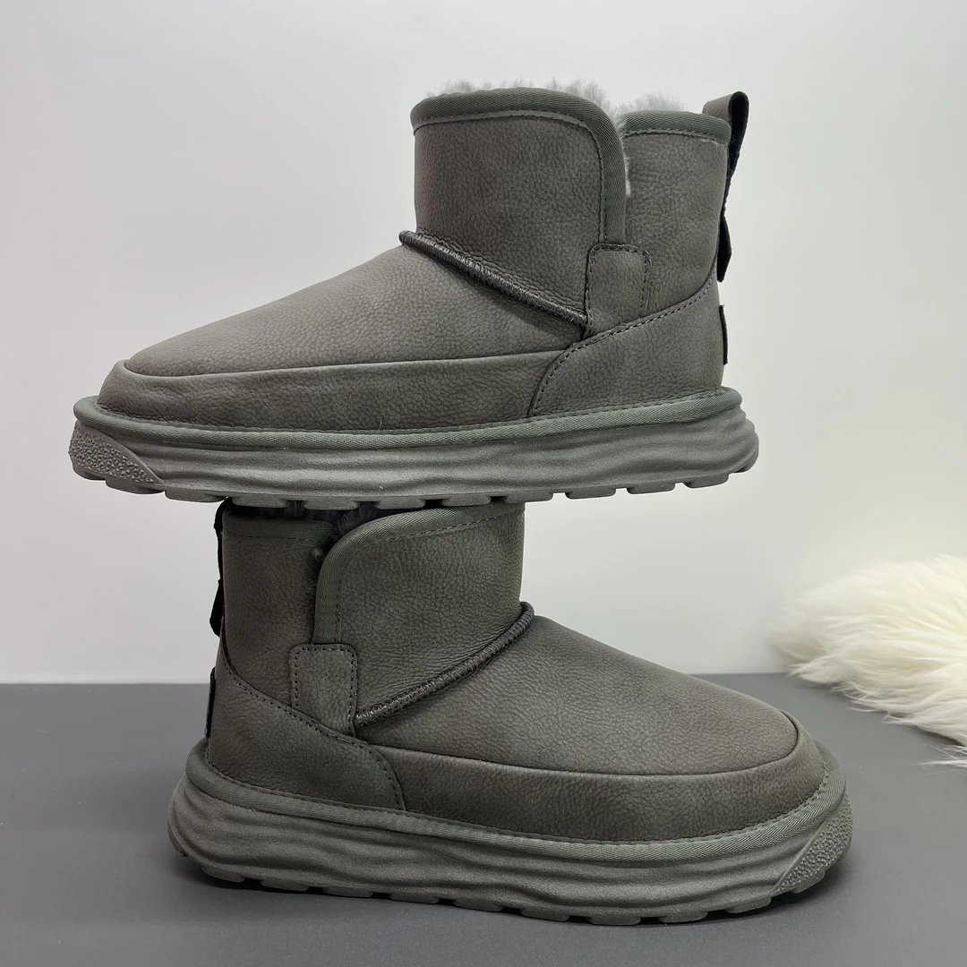 男鞋！皮面防水款！牛皮羊毛雪地靴男冬季加厚防滑面包鞋东北大棉鞋