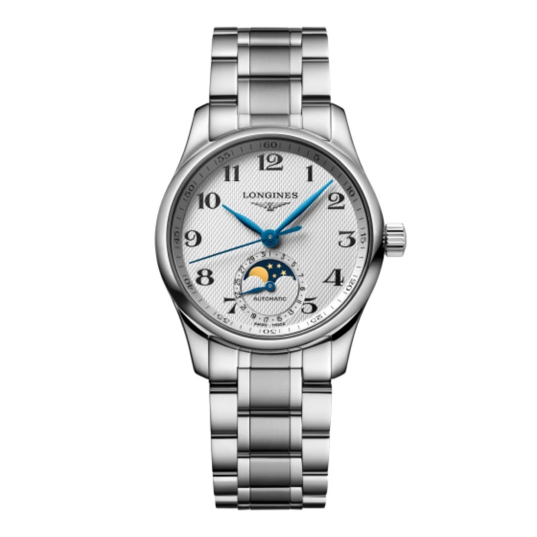 99新 Longines/浪琴 浪琴四针月相34白盘钢带 23全套