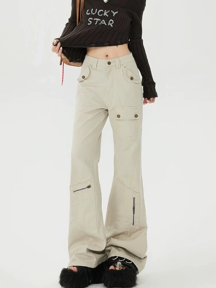 美式高街白色工装牛仔裤女2025夏季新款【默认微瑕】