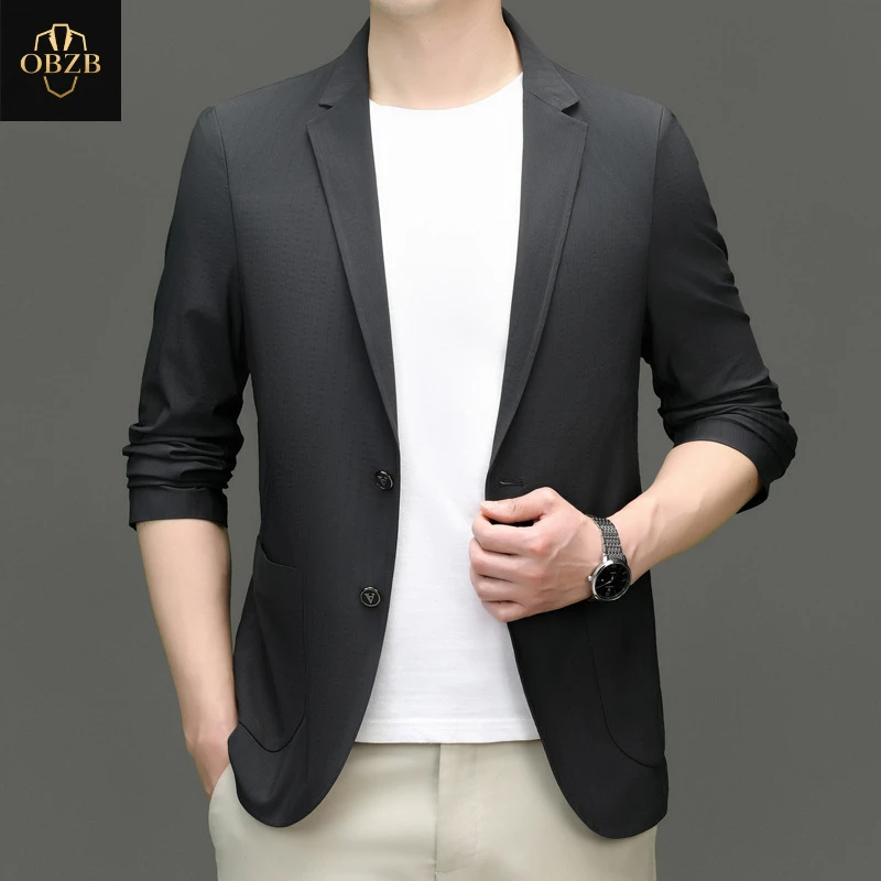 2025新款高端商务西装男士薄款冰丝休闲轻薄西服外套男款上衣男装