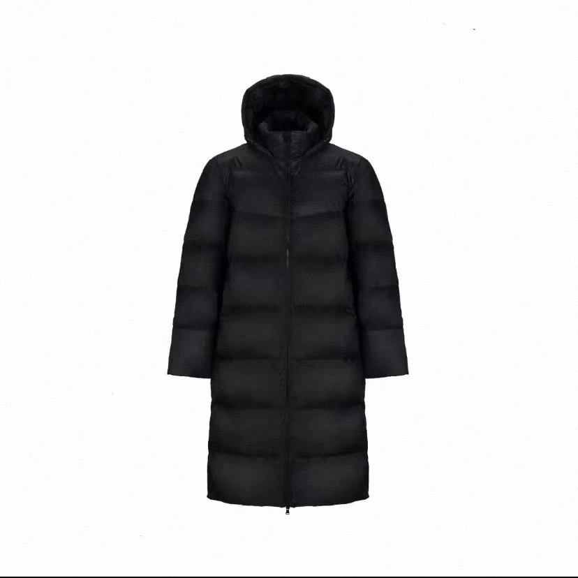 冬季经典款宽松连帽长款简约男女同款保暖羽绒服