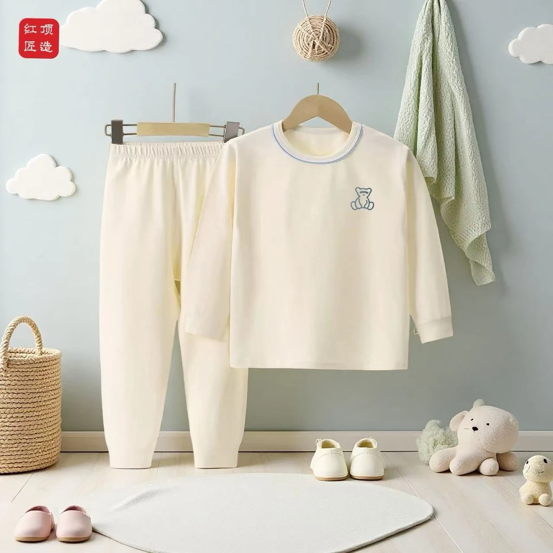 A类舒绒棉儿童秋衣秋裤无骨圆领贴身打底55005C