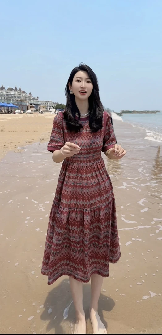 XUXU-[碎花绵绸]2025夏季新款女装复古百搭绵绸连衣裙MS-3007