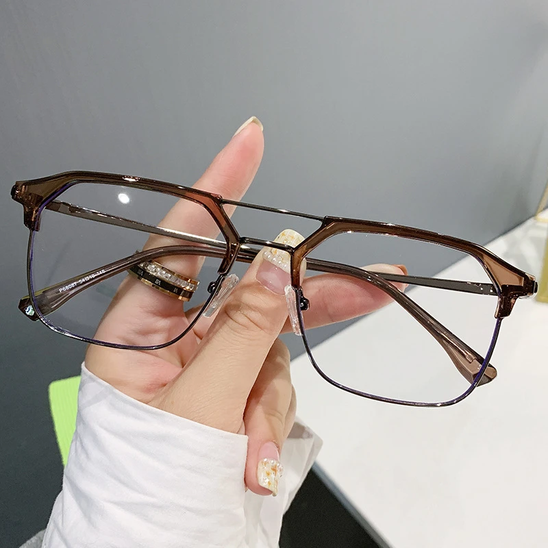 新款方形时尚半框复古近视镜大框眼镜可配近视散光男士度数68087