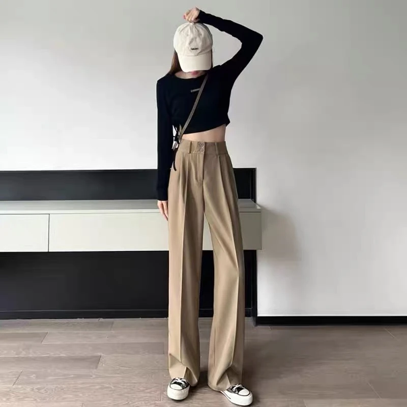 1880 西装裤高级感垂感凉凉阔腿裤女2024新款夏款直筒休闲裤子