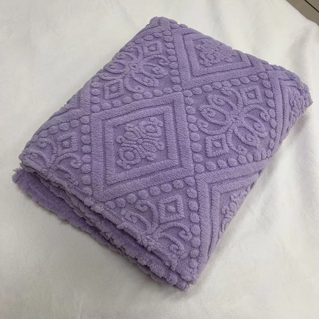 200X230紫色菱形塔芙绒毛毯