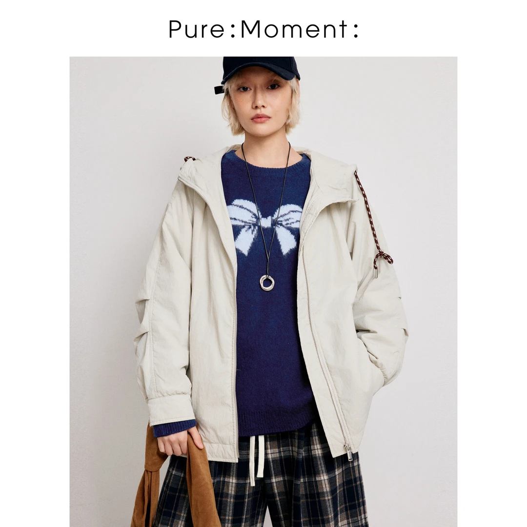 小麦檬Pure:Moment:连帽阔系户外基础保暖棉服外套4FA281472Q
