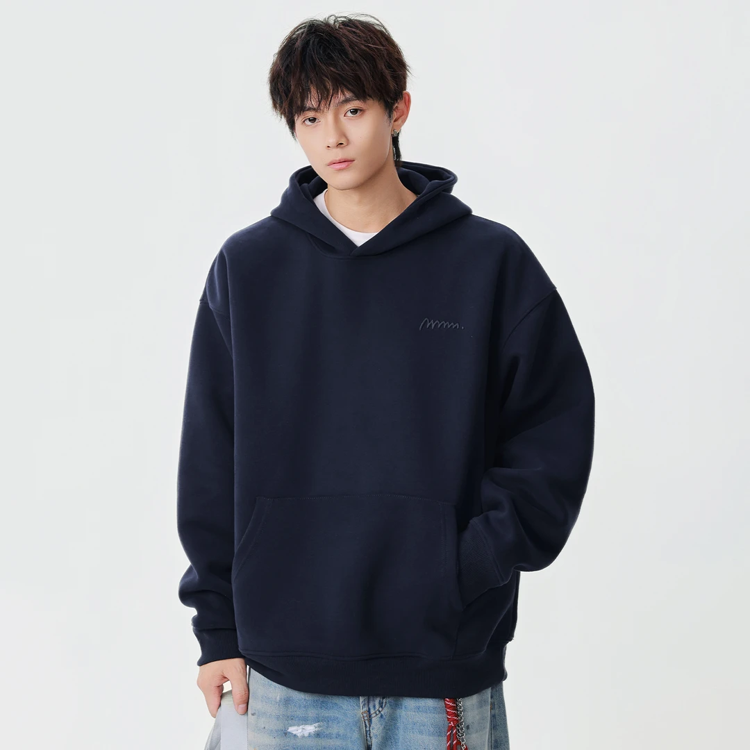 美式重磅连帽卫衣男款秋冬2025新款青少年宽松休闲外穿圆领上衣男