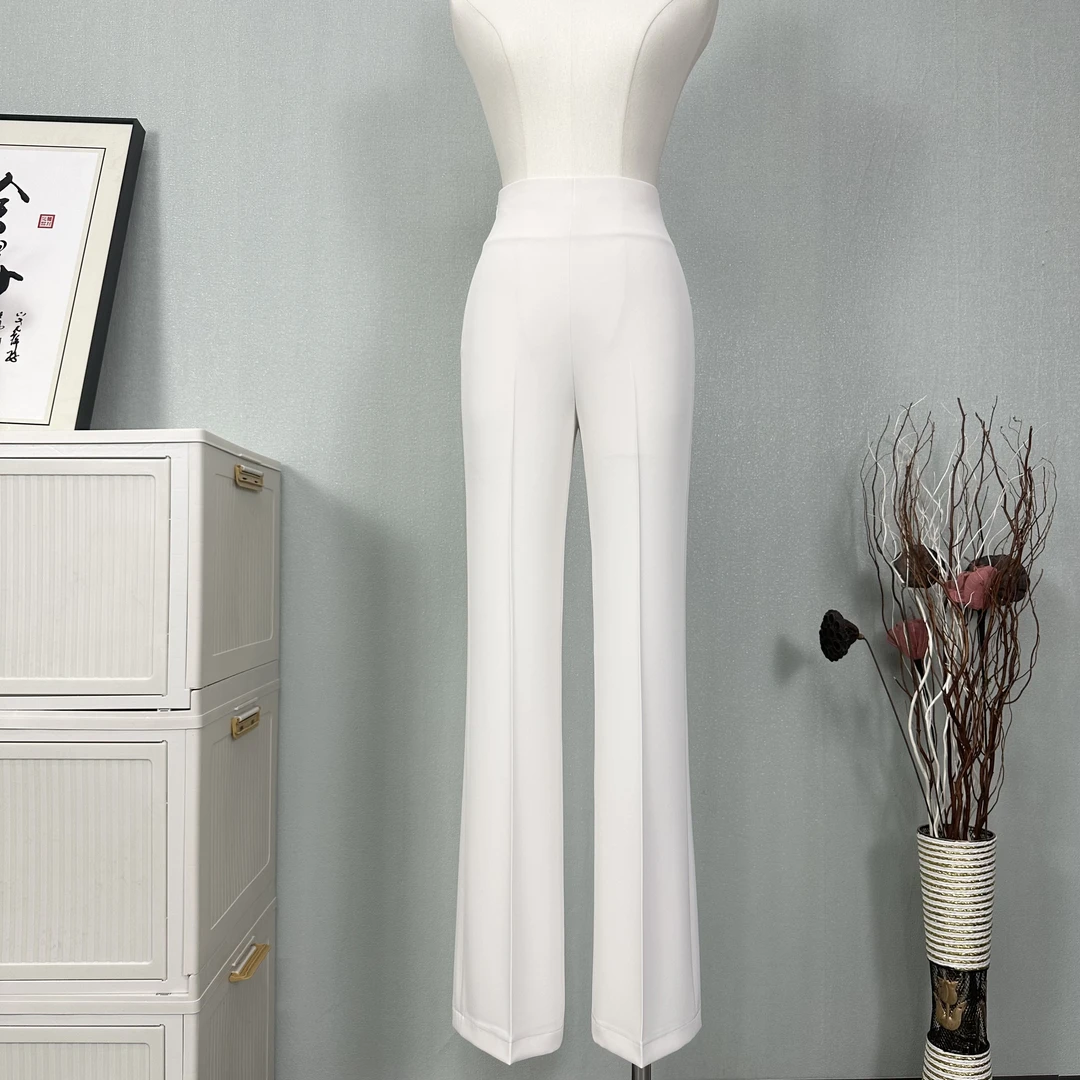 25夏季新款高腰侧拉链修身显瘦气质范儿柔软垂坠直筒微喇裤女