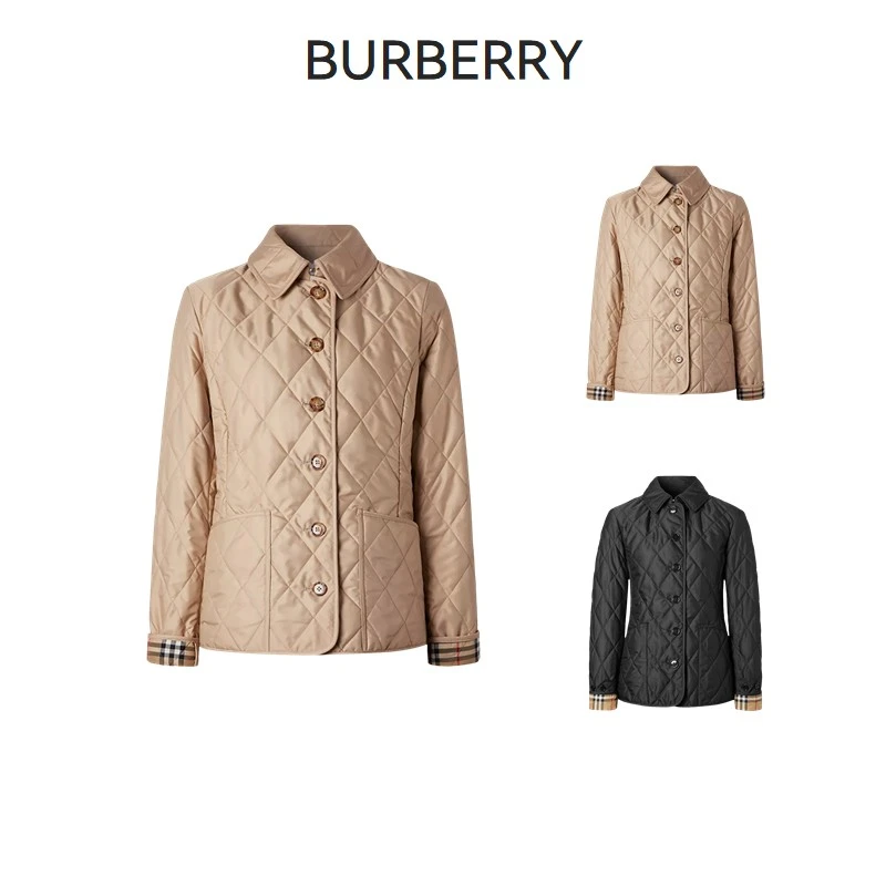 Burberry巴宝莉 女款修身版菱形绗缝棉服夹克80498661