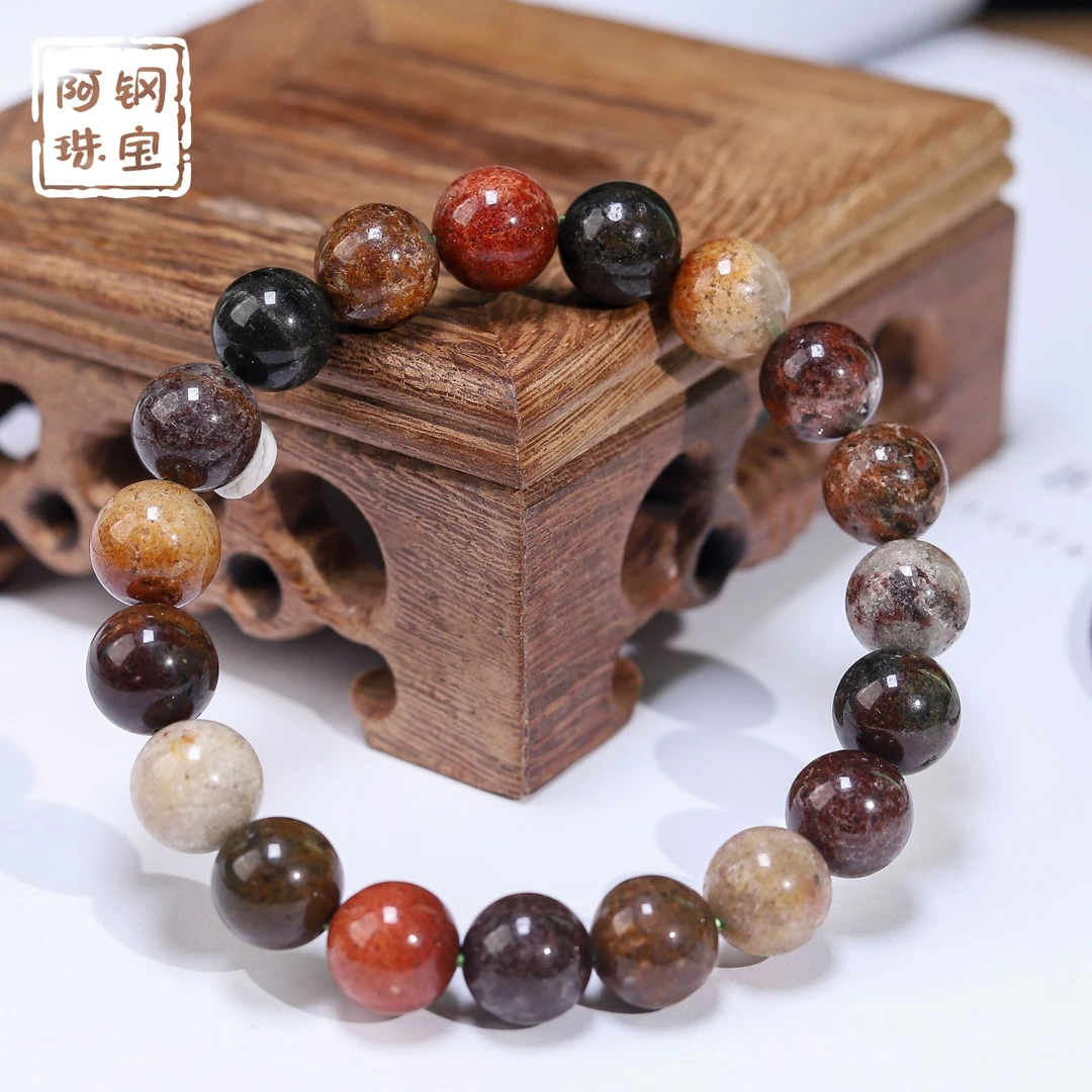 天然满矿彩幽灵手串10mm+天然异象水晶素圈-多样性发其一-CY102