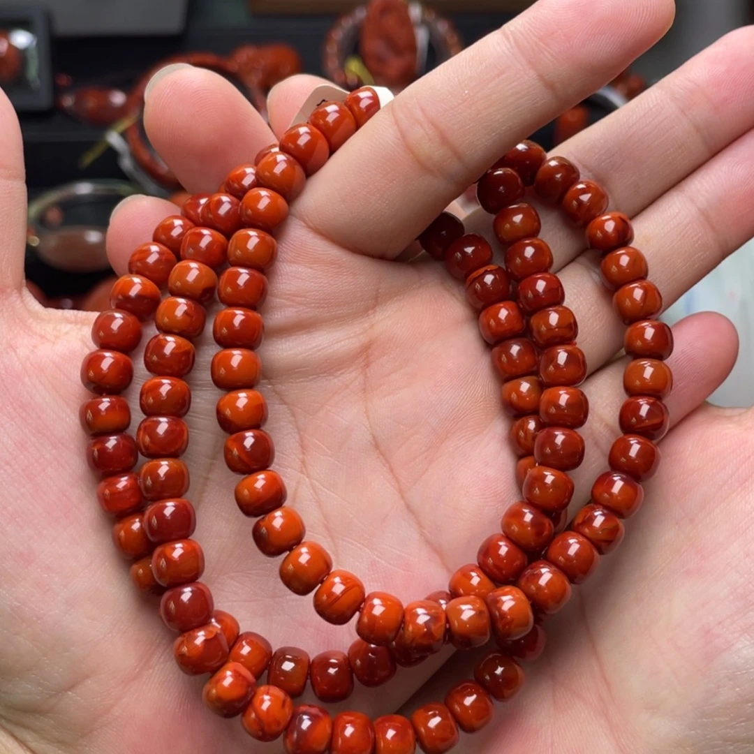 【闪购商品】未镶嵌7mm满肉双色多圈南红玛瑙