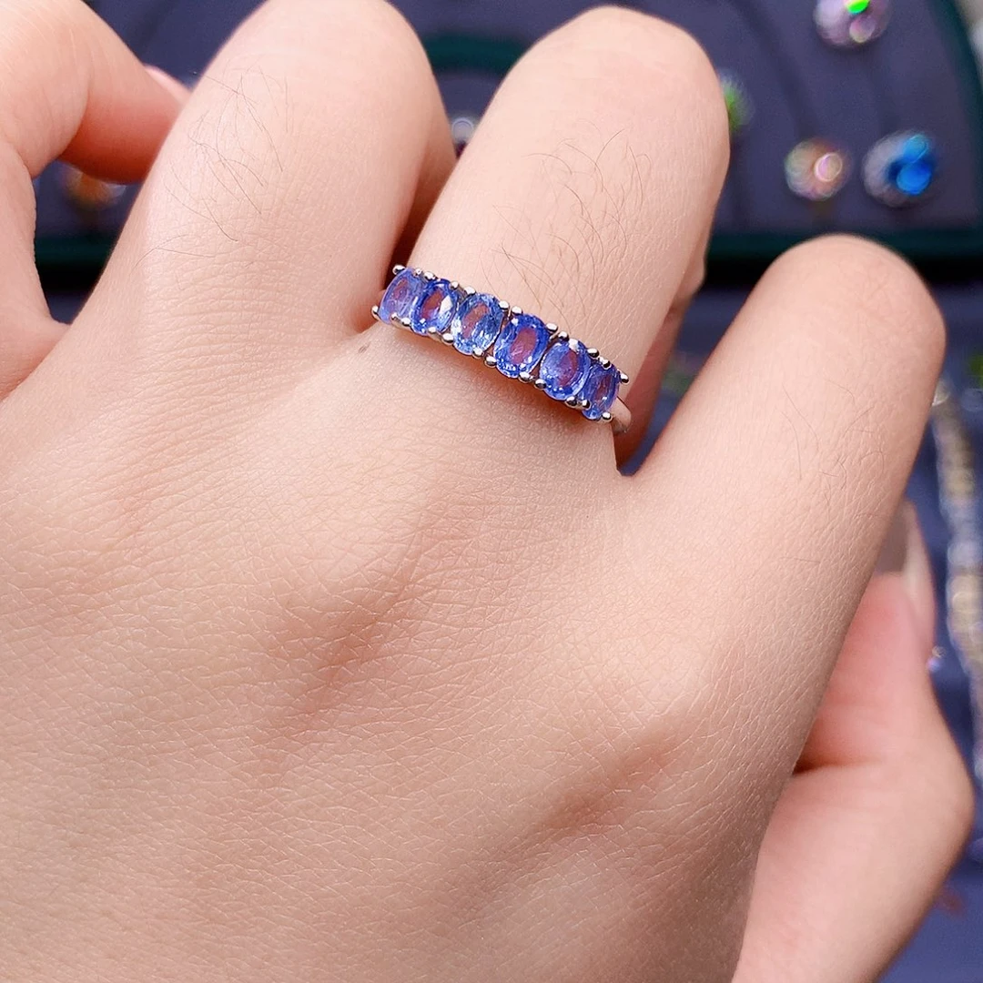 蓝宝石戒指银S925镶嵌难***菜