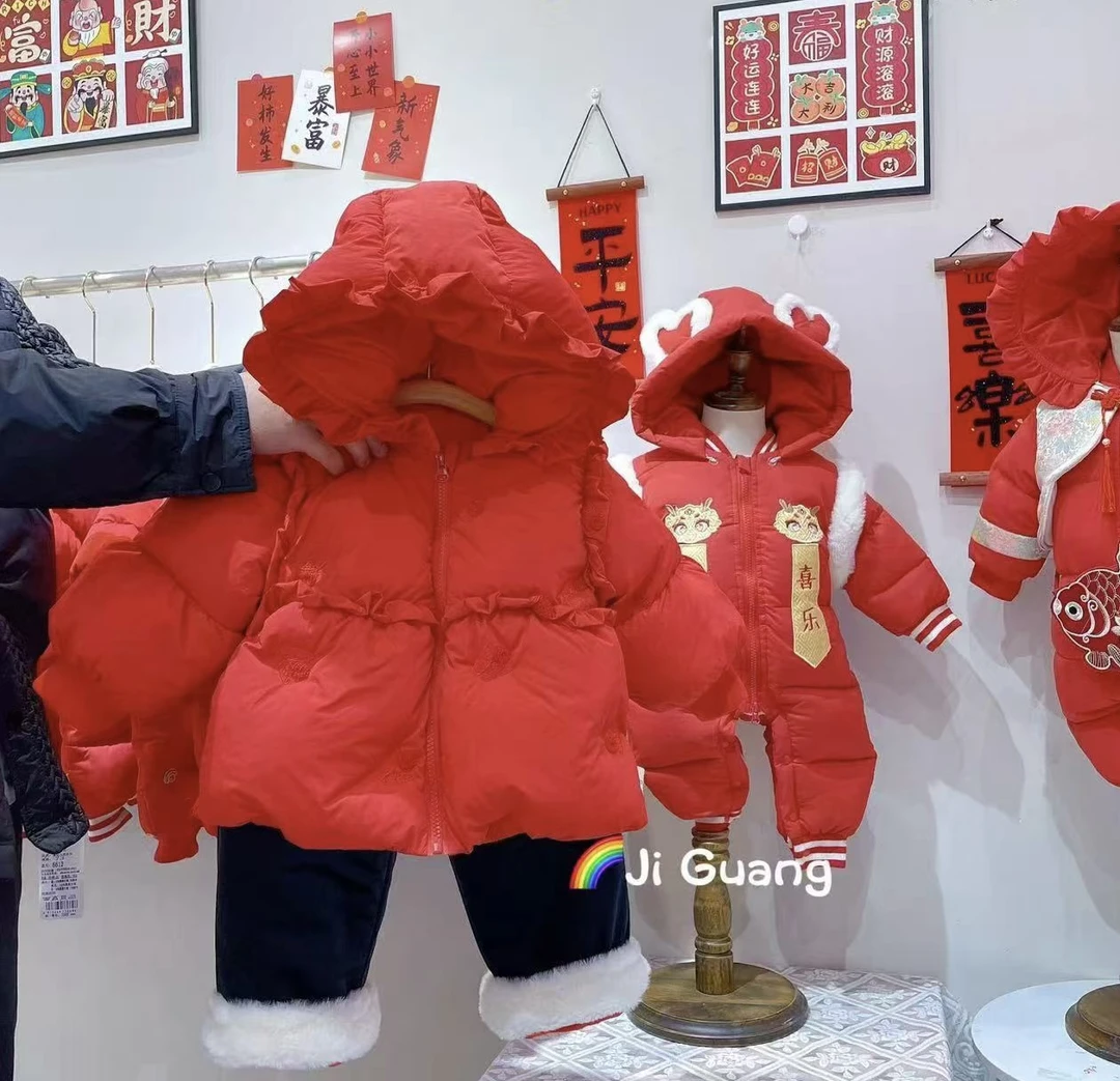 女宝宝可爱保暖加厚棉袄套装90-130