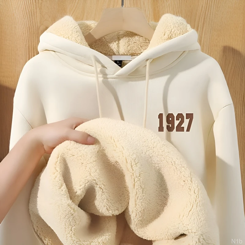 连帽外套男士卫衣男士加厚美式复古男羊羔绒卫衣冬季重磅加绒上衣