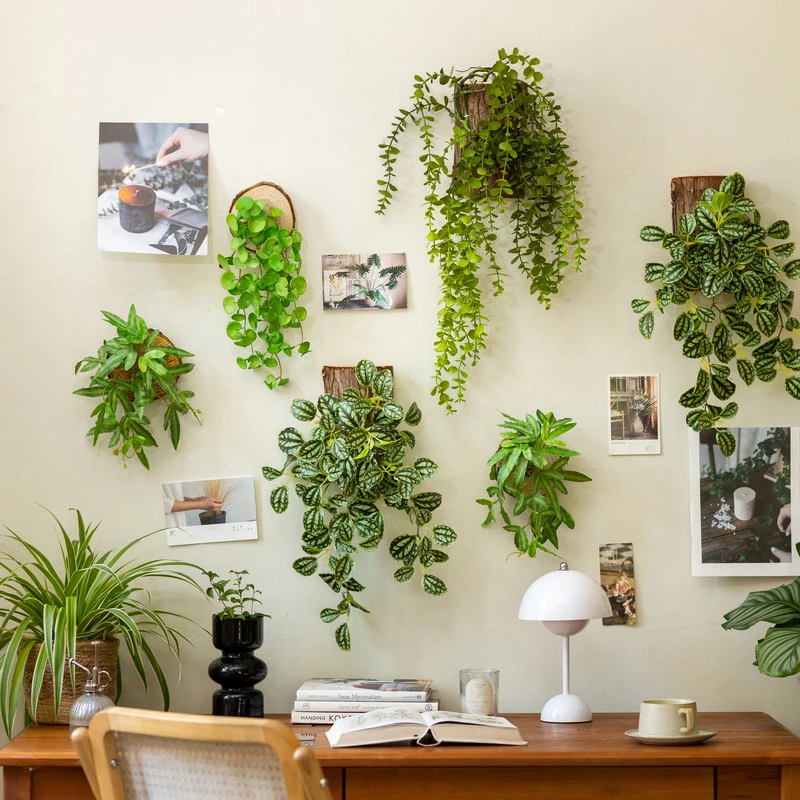 掬涵仿真绿植墙上壁挂垂藤植物仿真假花吊兰波斯蕨类背景墙装饰品
