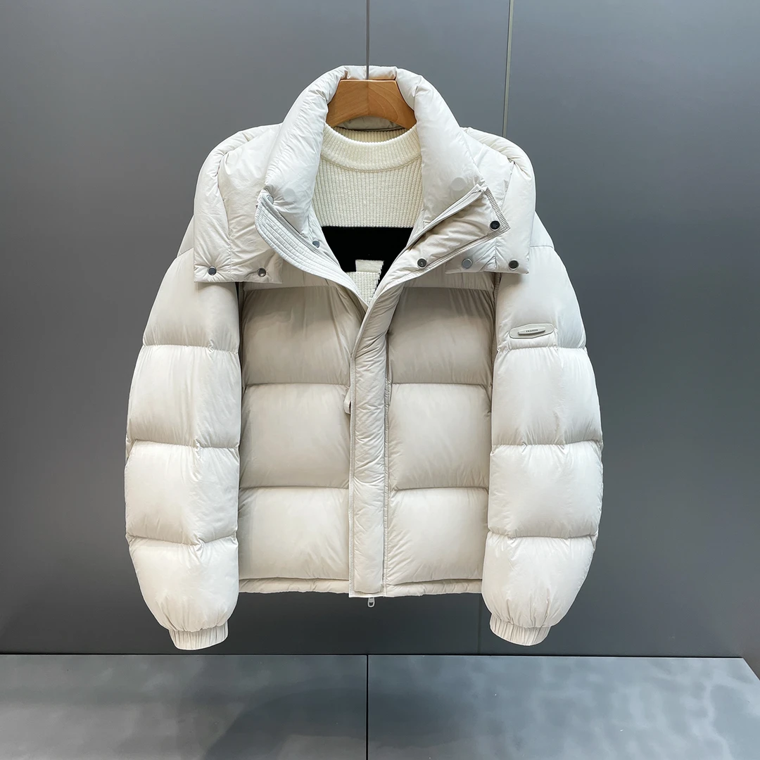 时尚男士极寒面包羽绒服秋冬纯色简约连帽外套男保暖加厚鸭绒上衣