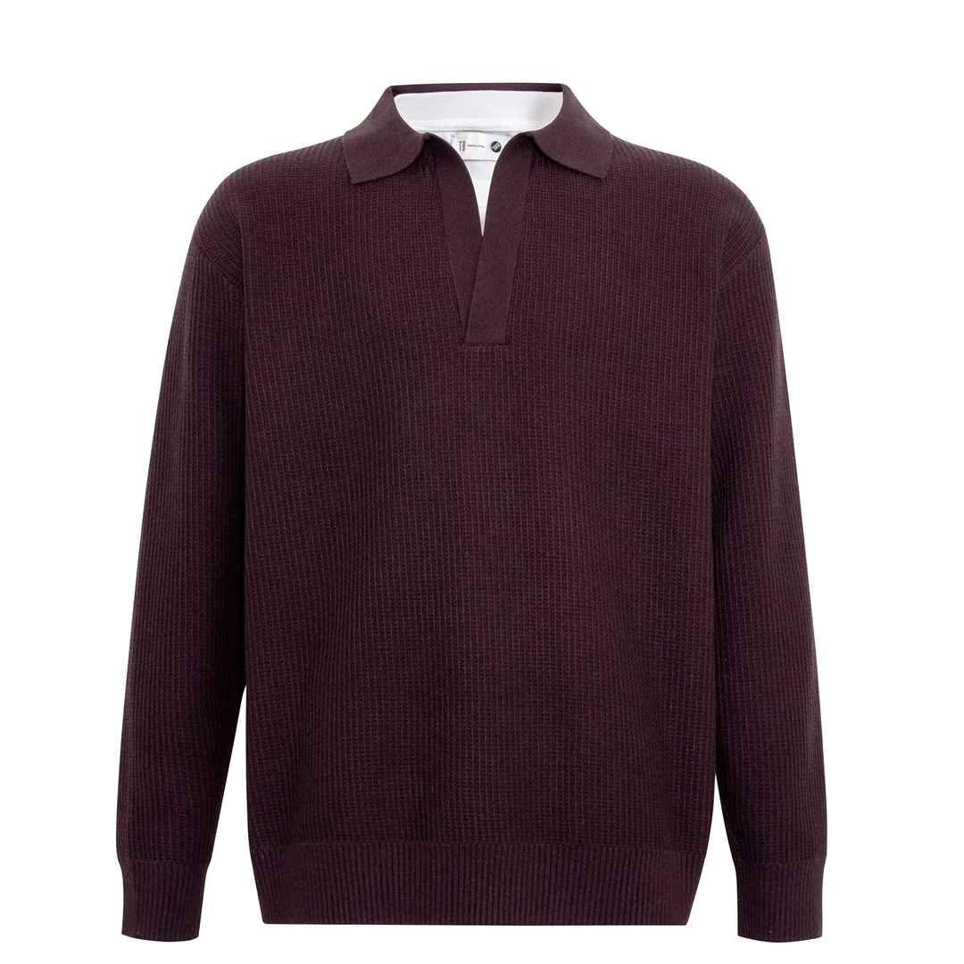 V领毛衣男2025秋冬新款内搭假两件针织衫男士百搭休闲宽松上衣男