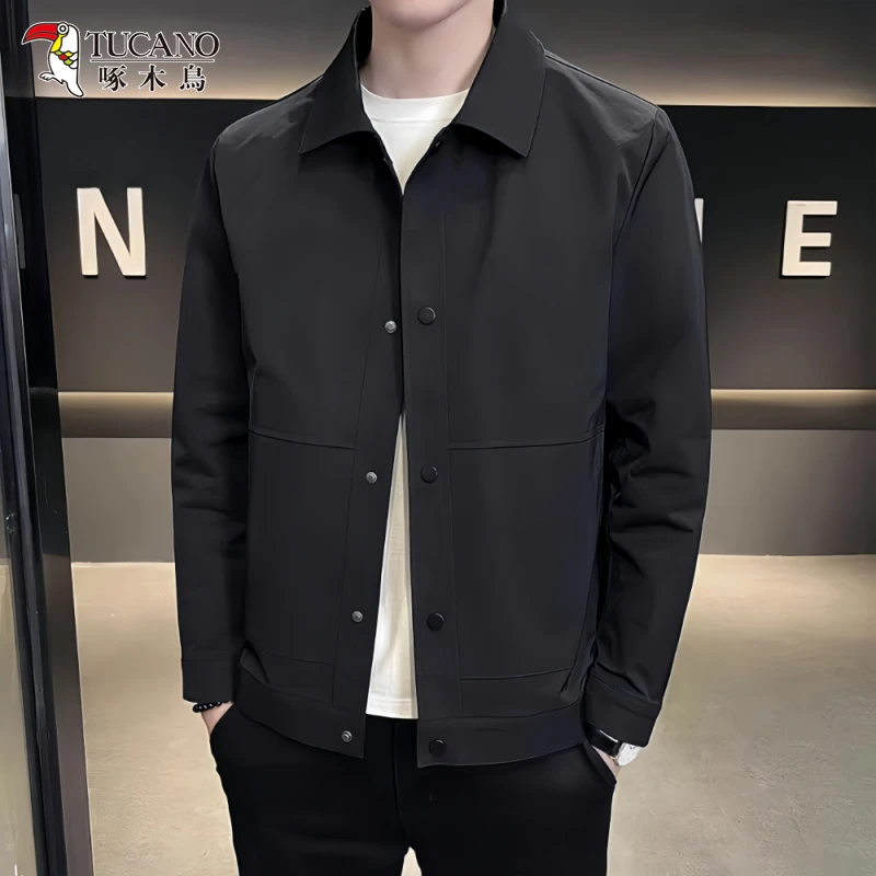 啄木鸟2025年秋季新款韩版休闲修身潮流百搭外套潮牌时尚拼接夹克