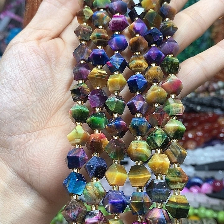 玛瑙/玉髓未镶嵌珠宝半成品炫彩虎卡10mm