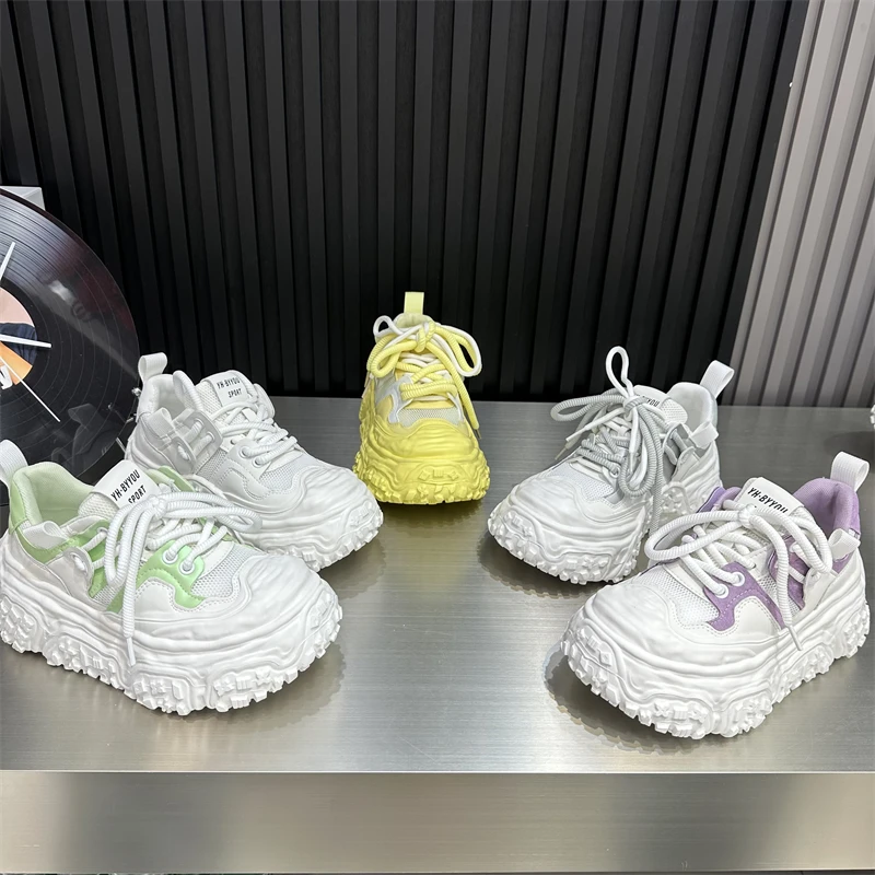 女鞋时尚百搭夏季透气春季厚底ins网面网红系带韩版休闲潮流潮鞋