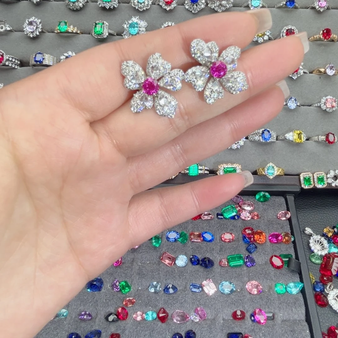 925银合成立方氧化锆培育粉色蓝宝石1.6