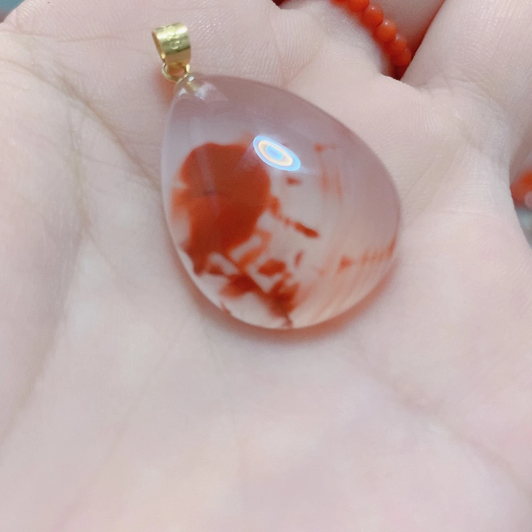 南红玛瑙银S925镶嵌吊坠(不含链)