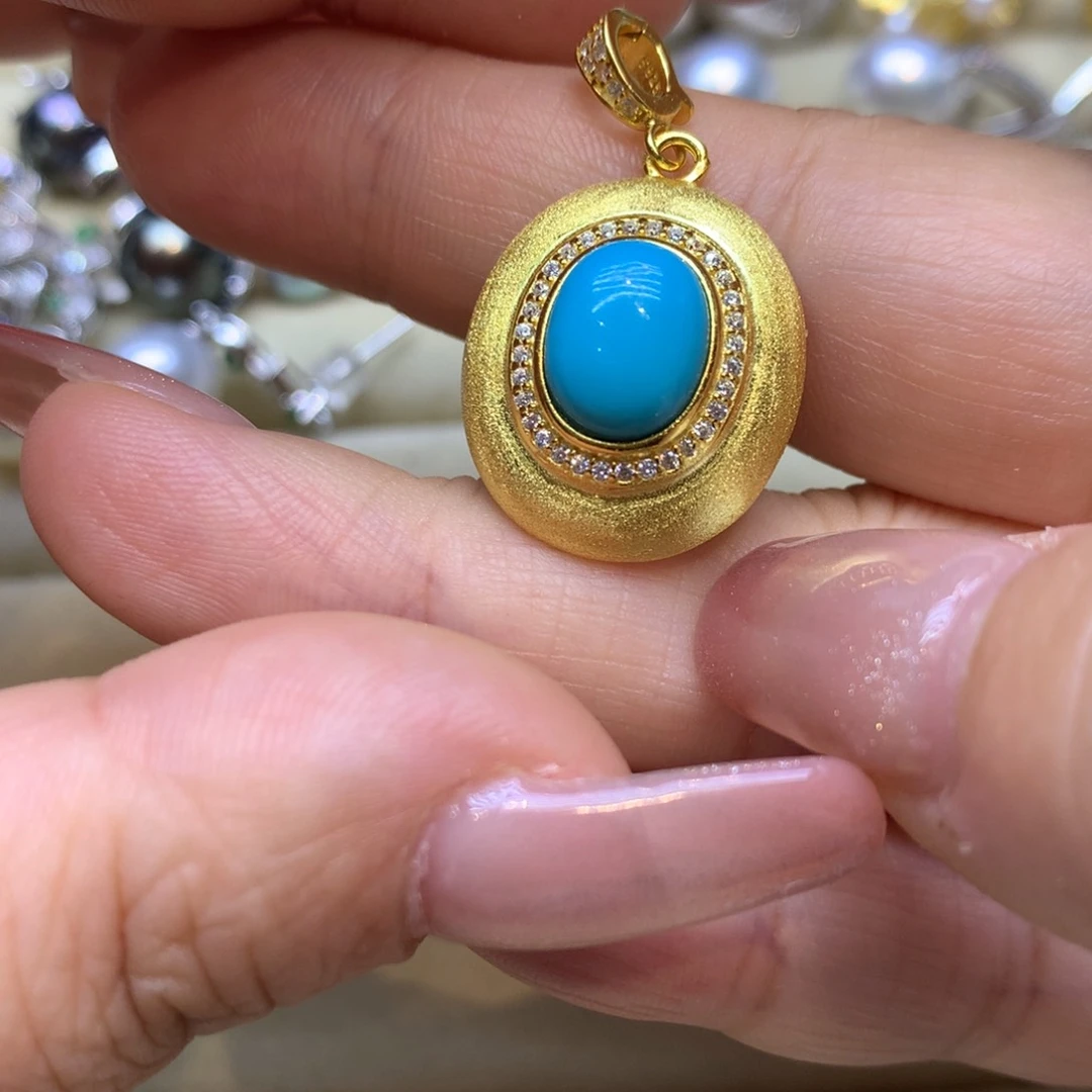 银S925镶嵌绿松石颈饰