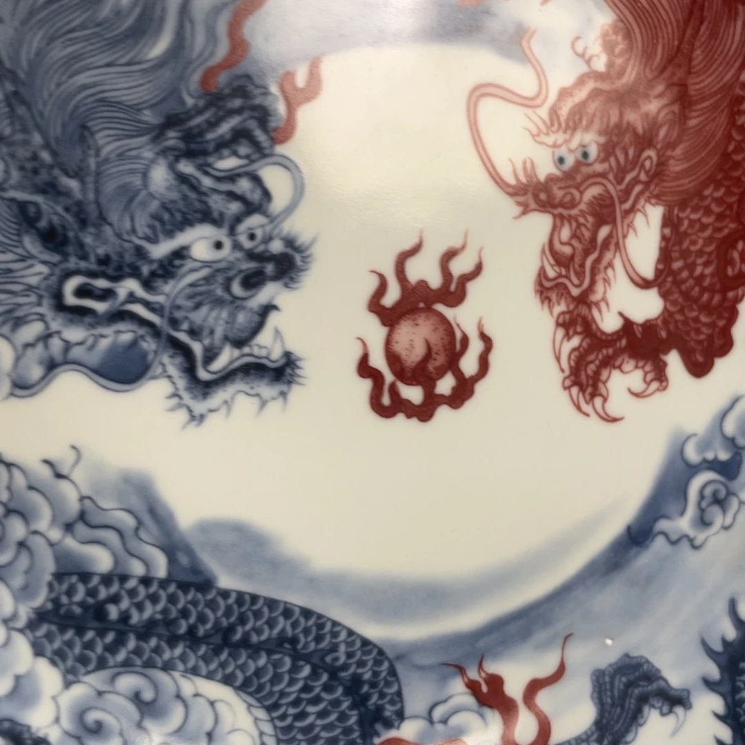 瓷片景德镇双龙戏珠大壶承新款
