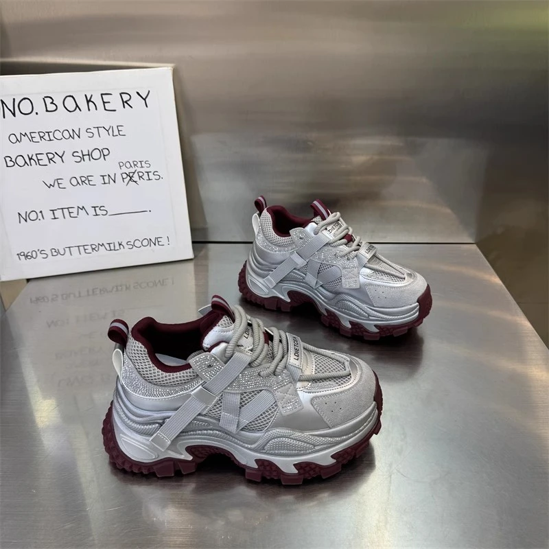 厚底增高老爹鞋女2025夏季新款爆款时尚百搭显脚小女士休闲运动鞋