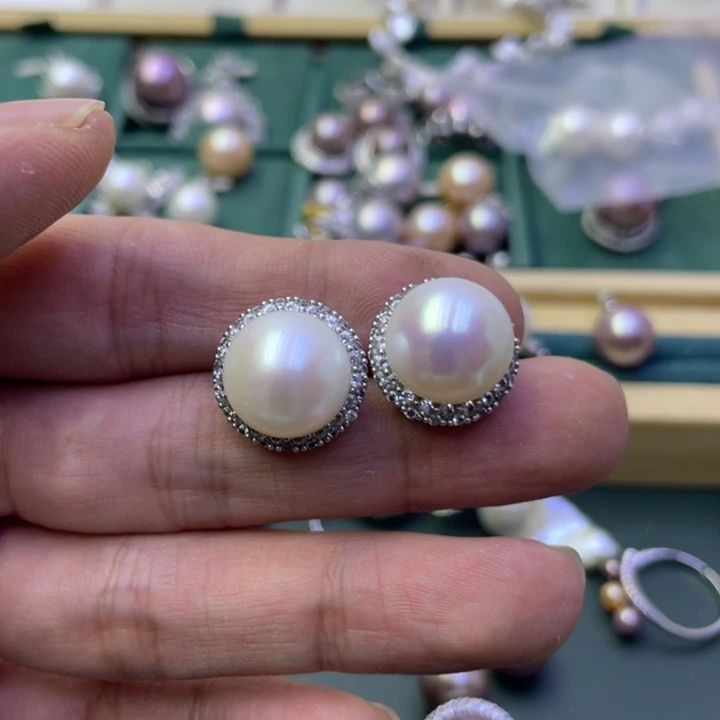 淡水珍珠耳饰合金湘****】