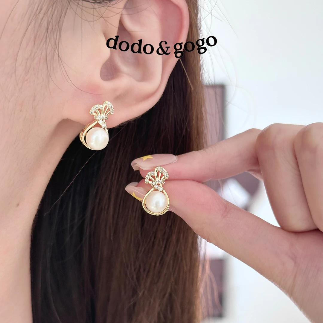 DODOGOGO 合金合成锆石耳饰 金色ins风韩系休闲简约百搭福袋耳钉